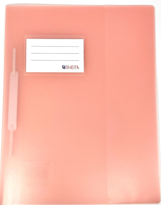 RHEITA Schnellhefter aus PP mit Beschriftungstasche, für A4, stabiles PP-Material nicht durchscheinend pastell-rosa, DIN A4