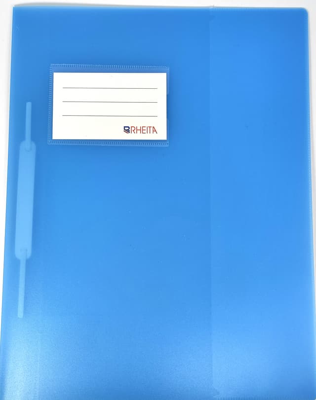 RHEITA Schnellhefter aus PP mit Beschriftungstasche, für A4, stabiles PP-Material nicht durchscheinend pastell-blau, DIN A4