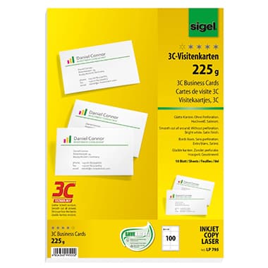 Sigel Visitenkarte DIN A4 85x55mm 225g ws 100 St.