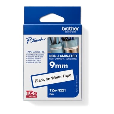 Brother Schriftband-Kassette 9mmx8m unlaminiert sw auf ws
