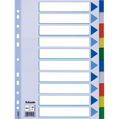 Esselte Register blanko DIN A4 10Bl. PP hellblau/farbig