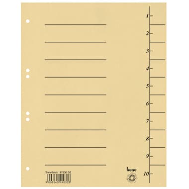 Bene Trennblatt A4 Karton gelb 100 St./Pack.