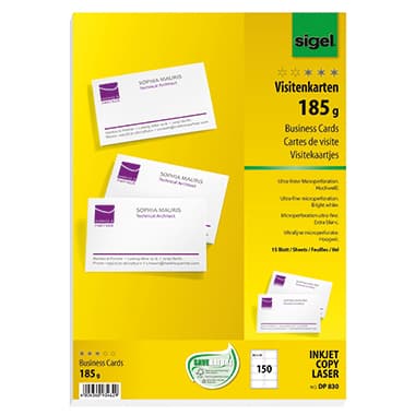 Sigel Visitenkarte DIN A4 85x55mm 185g ws 150 St.