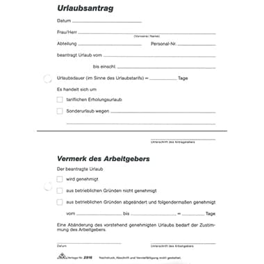 RNK Urlaubsantrag DIN A5 sd Block 2x40Blatt