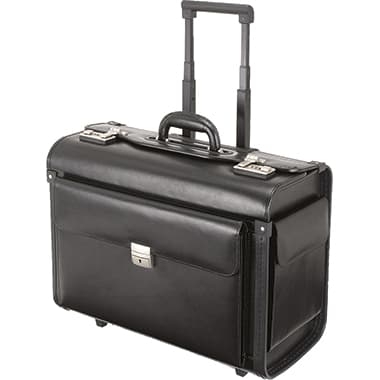 Alassio Pilotenkoffer mit Trolley Leder schwarz