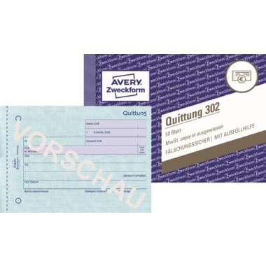 Avery Zweckform Quittung DIN A6 quer 50Blatt