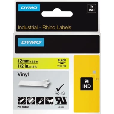 Dymo Schriftband-Kassette Rhino ID1 12mmx5,5m sw auf ge