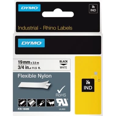 Dymo Schriftband-Kassette Rhino ID1 19mmx3,5m sw auf ws