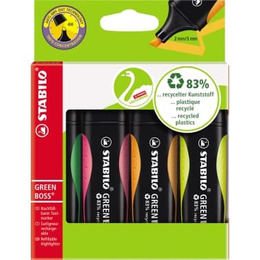 Stabilo Textmarker GREEN BOSS 2-5mm sort 4 St.