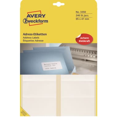 Avery Zweckf. Adressetikett 95x47mm ws 240 St.