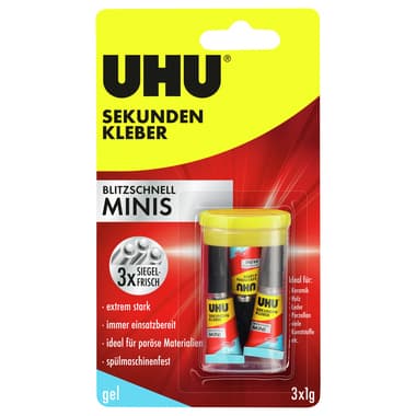 Uhu Sekundenkleber blitzschnell MINIS gel 1g 3St