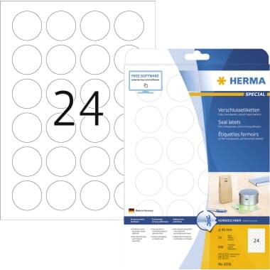 Herma Verschlussetikett rund 40mm tr 600 St./Pack.