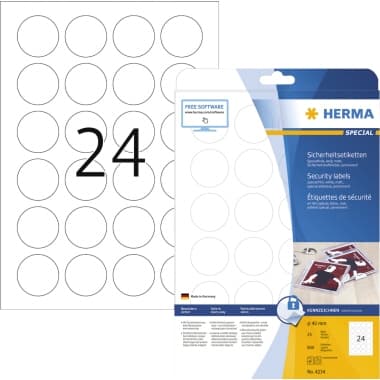 Herma Etikett Sicherheit rund 40mm weiß 600 St./Pack.