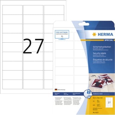 Herma Etikett Sicherheit 63,5x29,5mm weiß 675St