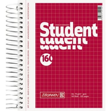 Brunnen Collegeblock Student DIN A6 160Bl. kar. ws