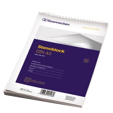 Soennecken Stenoblock DIN A5 mit Mittellinie 40Blatt ws