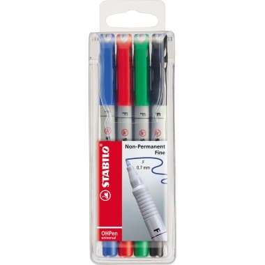 Stabilo Folienschreiber OHPen F 0,7mm non perm sort 4St