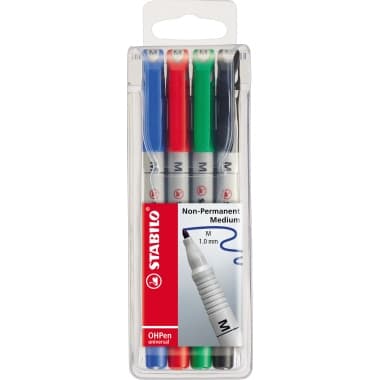 Stabilo Folienschreiber OHPen 1mm non perm. sort. 4St