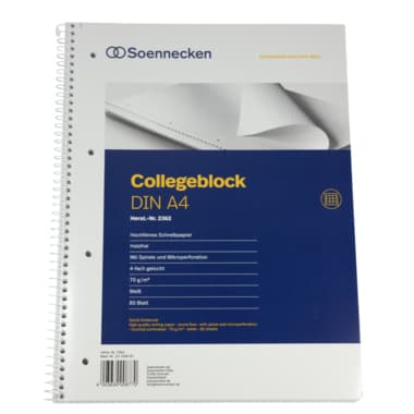 Soennecken Collegeblock DIN A4 gelocht kar. 80Blatt ws