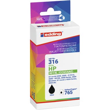 edding Tintenpatrone wie HP CC654AE Nr901XL sw