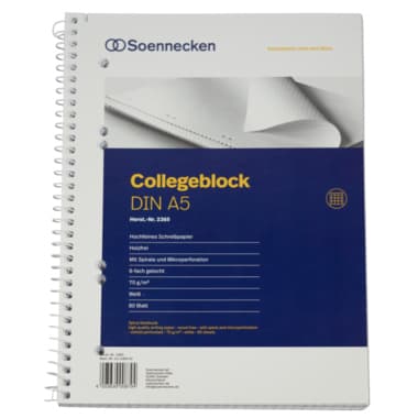 Soennecken Collegeblock DIN A5 gelocht kar. 80Blatt