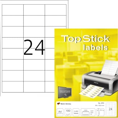 Etikett Topstick 66x33,8mm weiß 2.400St