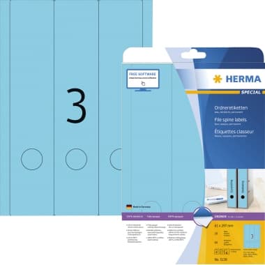 Herma Ordneretikett 61x297mm blau 60 St.Pack.