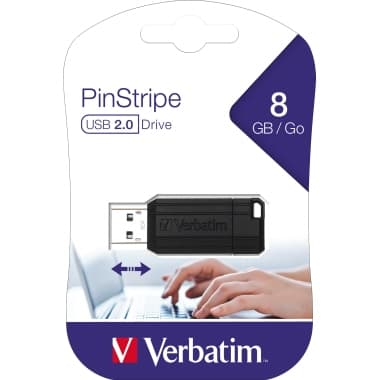 Verbatim USB-Stick PinStripe 8GB USB2.0 sw