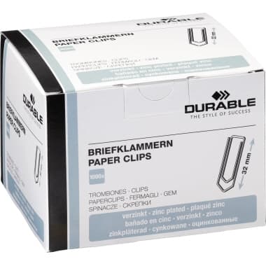 Durable Briefklammer 32mm verzinkt 1.000 St./Pack.