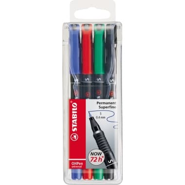 Stabilo Folienschreiber OHPen S 0,4mm perm. sort. 4St.