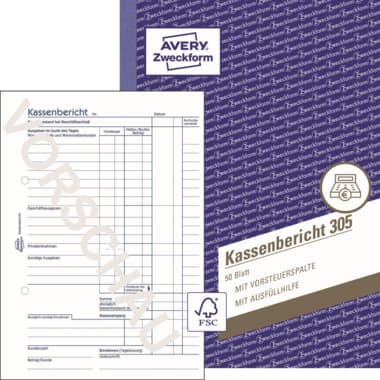 Avery Zweckf. Kassenbericht DIN A5 50Blatt