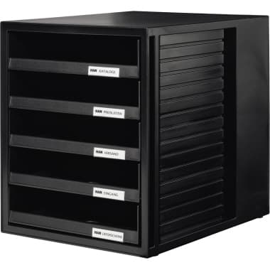 HAN Schubladenbox DIN A4 5Schubfächer PS sw/sw
