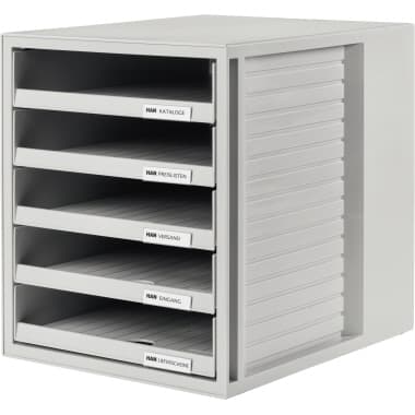 HAN Schubladenbox DIN A4 5Schubfächer PS lichtgrau