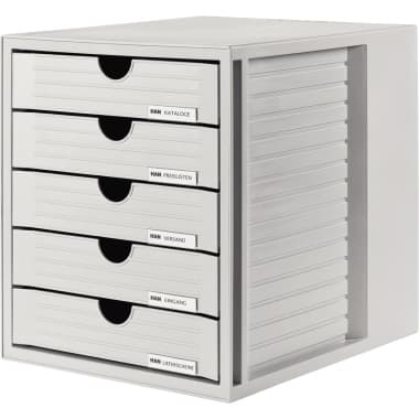 HAN Schubladenbox Systembox DIN C4 5Schubfächer lgr