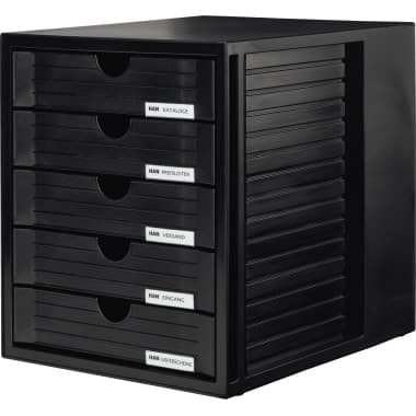 HAN Schubladenbox Systembox DIN C4 5Schubfächer sw