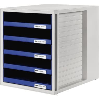 HAN Schubladenbox DIN A4 5Schubfächer PS bl/lichtgrau