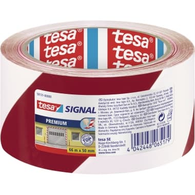 tesa Packband 50mmx66m bedruckt rot weiß