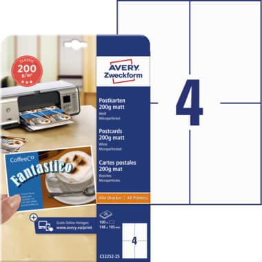 Avery Zweckform Postkarte 148x105mm 25St.