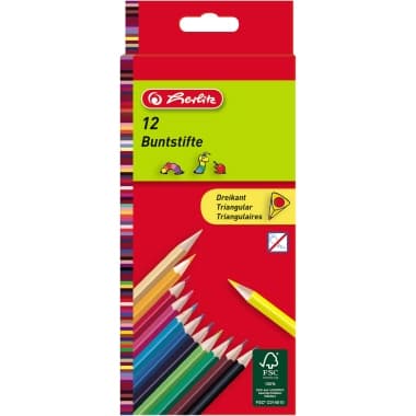 Herlitz Farbstift Dreikant 2,5mm sort. 12 St.