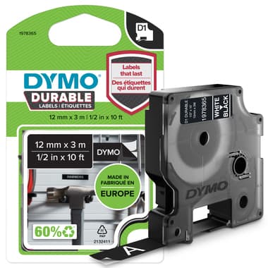 Dymo Schriftband-Kassette D1 12mmx3m ws auf sw