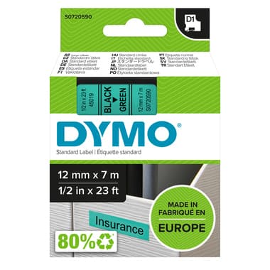 Dymo Schriftbandkassette D1 12mmx7m sw auf gn