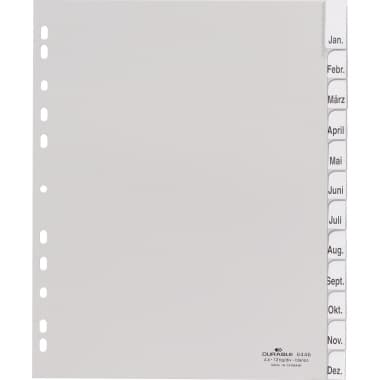 Durable Register DIN A4 überbreit 12tlg PP gr