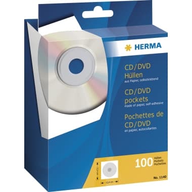 Herma CD/DVD Hülle 12,4x12,4cm ws 100 St.