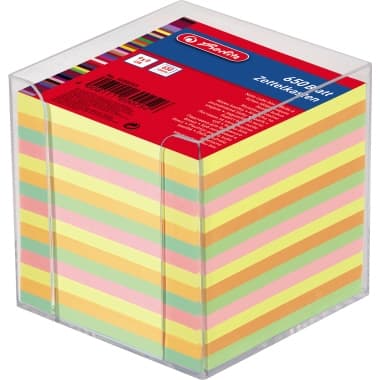 Herlitz Zettelbox 9x9x9cm tr +650Bl. farbig