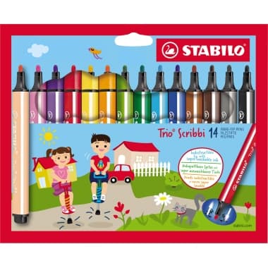 Stabilo Fasermaler Trio Scribbi 1,5-2mm sort 14St