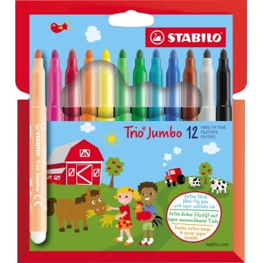 Stabilo Fasermaler Trio Jumbo 3mm sort 12St