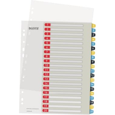 Leitz Register Cosy A4 bedruckbar PP farbig 1-20