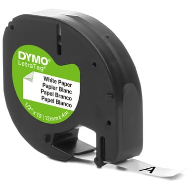 Dymo Schriftband-Kassette LetraTag Papier 12mmx4m sw/ws