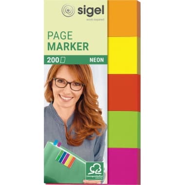 Sigel Haftmarker Neon 20x50mm farbig sort 5 St.