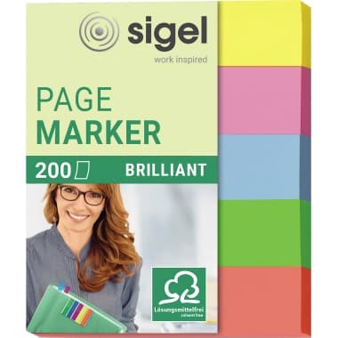 Sigel Haftmarker Brillant 12x50mm farbig sort 5 St.